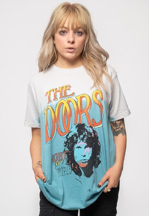 Paradiso Clothing THE DOORS LIGHT MY FIRE STACKED BLUE DYE WASH - Print T-shirt - blue