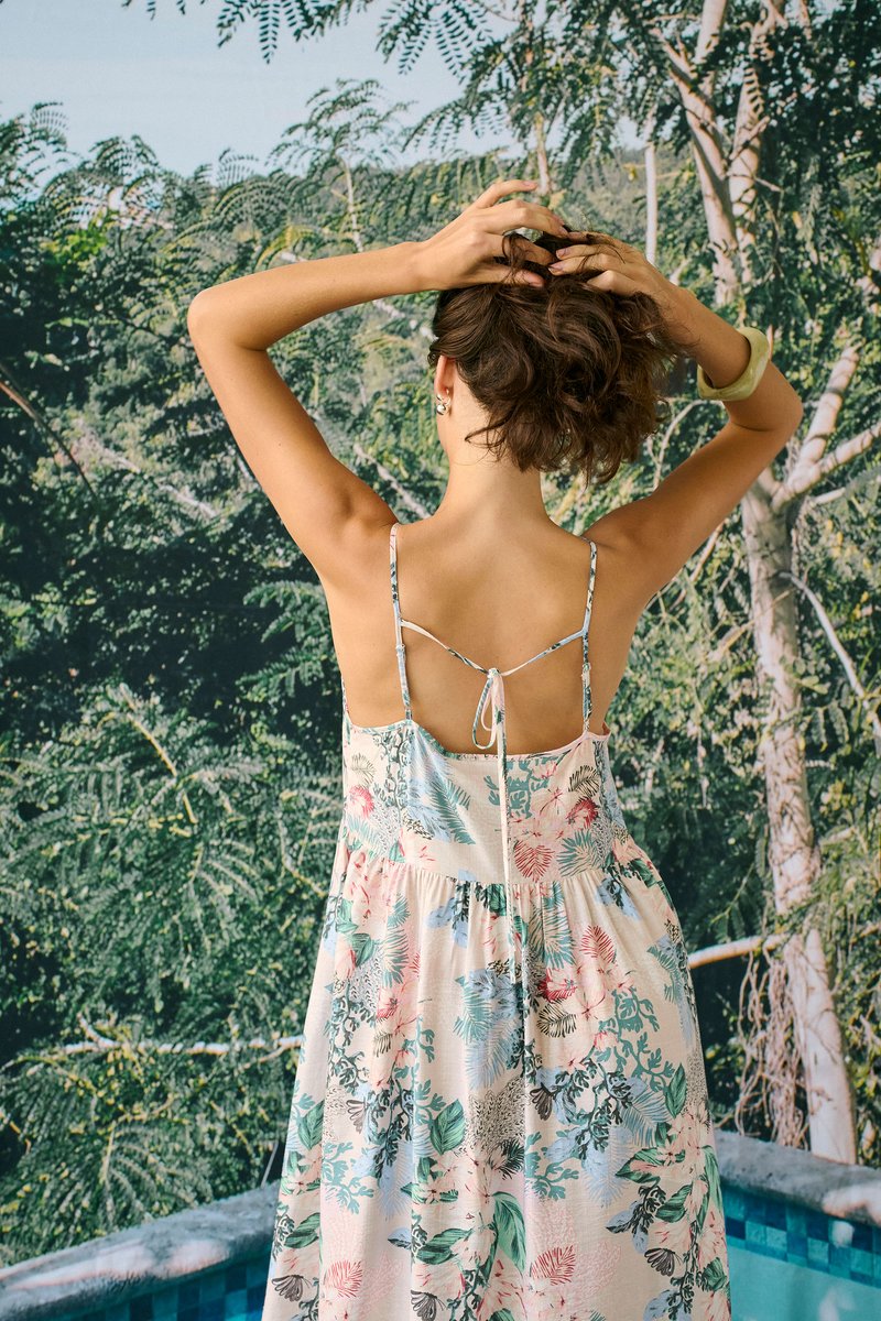 Culture CULOTUS GREECE STRAP DRESS - Day dress - whitecap blue leaf/off- white - Zalando.ie