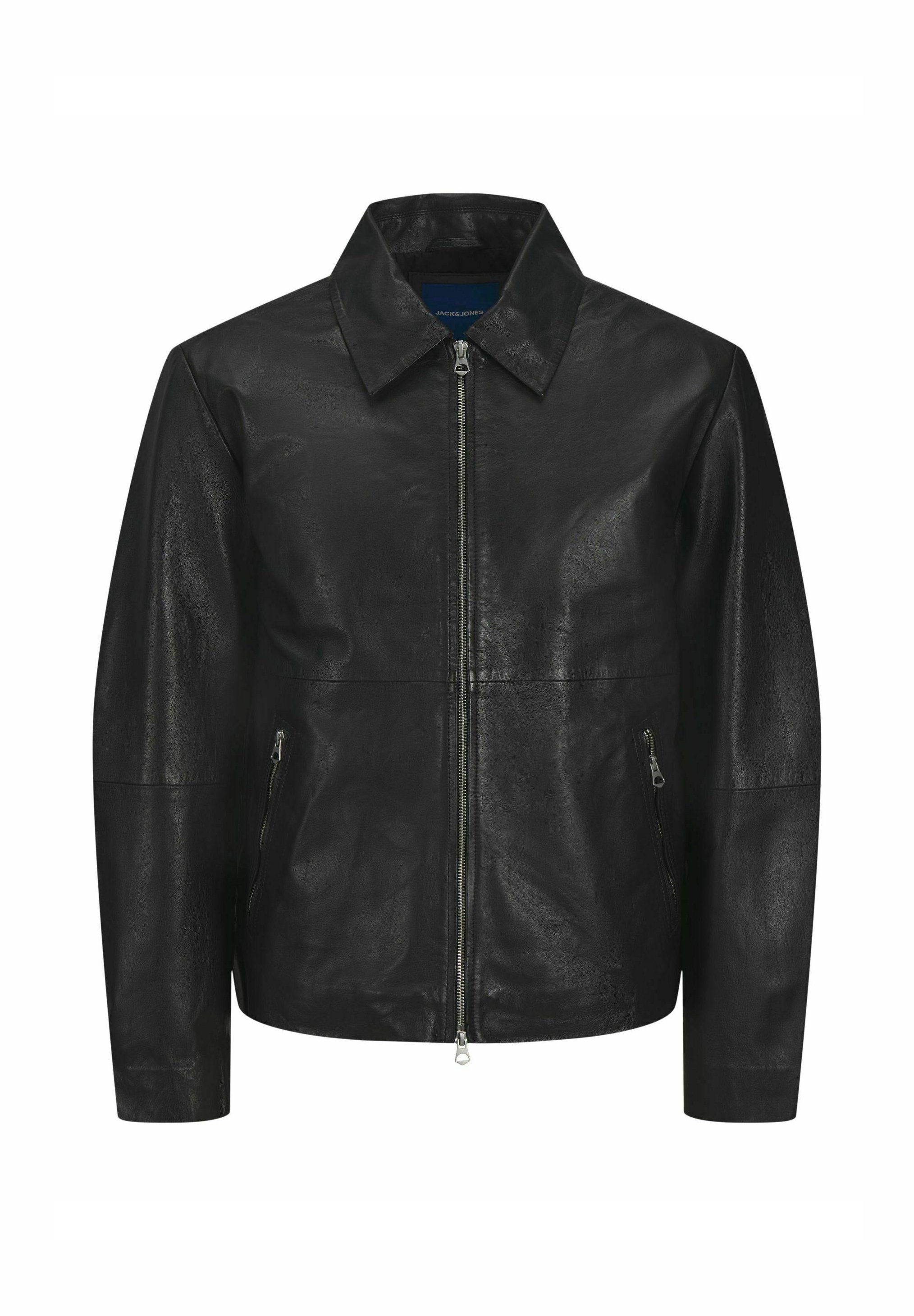 Jack & Jones Leather jacket - black - Zalando