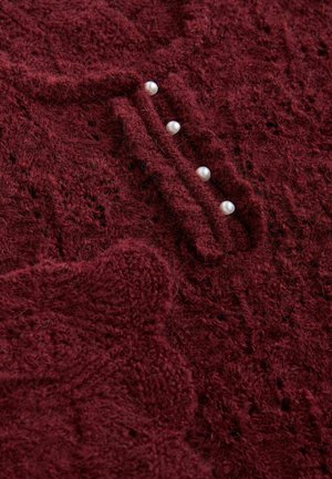 Next, REGULAR FIT - POINTELLE KNIT LONG SLEEVE HENLEY JUMPER - Jumper - burgundy red