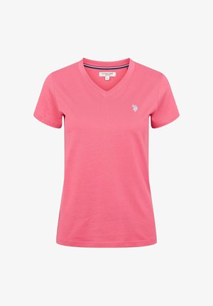 U.S. Polo Assn., UWASSIA V-NECK T-SHIRT - Lihtne T-särk - pink lemonade