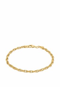 Gold chain bracelet featuring interlinked oval and round links with a polished finish and a secure clasp.