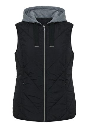 Ulla Popken, HYPRAR STEPPWESTE, CRINKLE, KAPUZE, NAHTTASCHEN - Chaleco - black