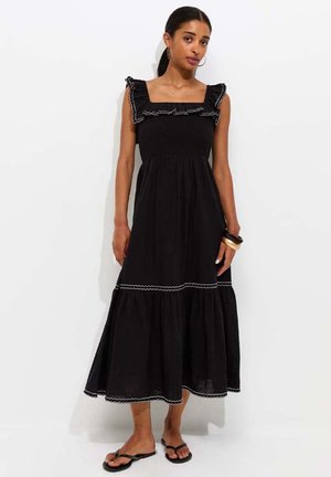 New Look EMBROIDERED RUFFLE TRIM MIDI - Robe de jour - black