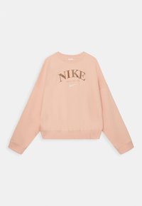 Světle růžová zkrácená mikina Nike s kulatým výstřihem, dlouhými rukávy a velkým potiskem loga s nápisem "Nike Athletic dept. 1971."