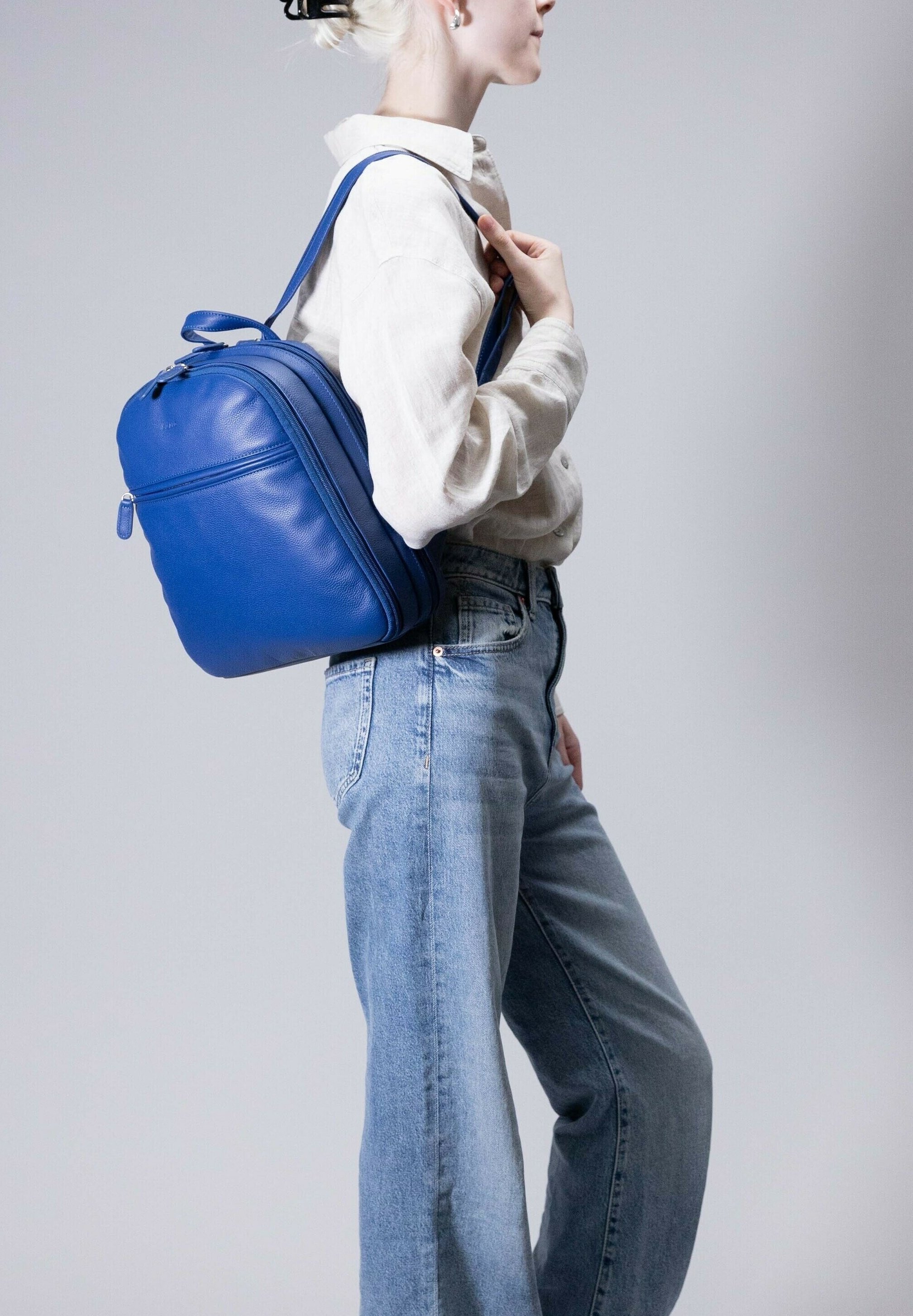 Sac à Dos En Cuir PICARD Luis - Bleu Royal - Neuf Avec étiquette