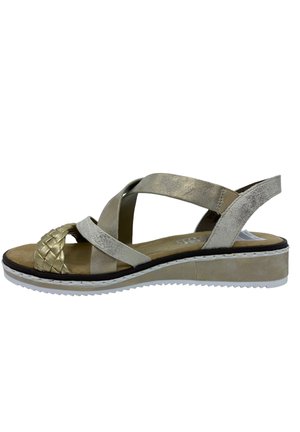 Rieker Sandalen met sleehak - gold metallic combi