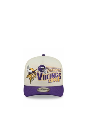 Weißes und lila Snapback-Cap der Minnesota Vikings mit Teamlogo, Wikingerkopf, Helm und dem Text "1961" auf der Vorderseite.