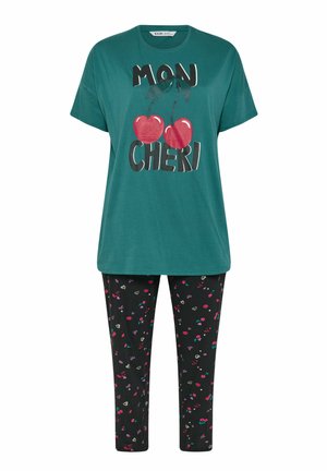 Yours Clothing, WOMEN'S PYJAMAS SET - Yöasusetti - green