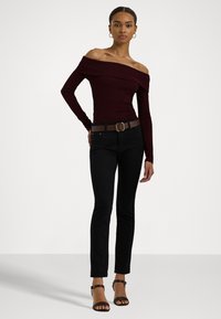 Lauren Ralph Lauren COTTON BLEND OFF THE SHOULDER TOP - Top dugih rukava - pinot noir