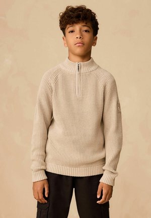 Next, REGULAR FIT - UTILITY ZIP NECK - Svetrík - neutral