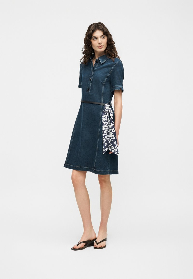 marc cain denim dress Denim mini dress with stand-up collar