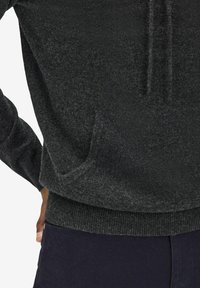 Mörkgrå texturerad hoodie med känguruficka och ribbad nederkant, med justerbar huva och mjukt, mysigt tyg.