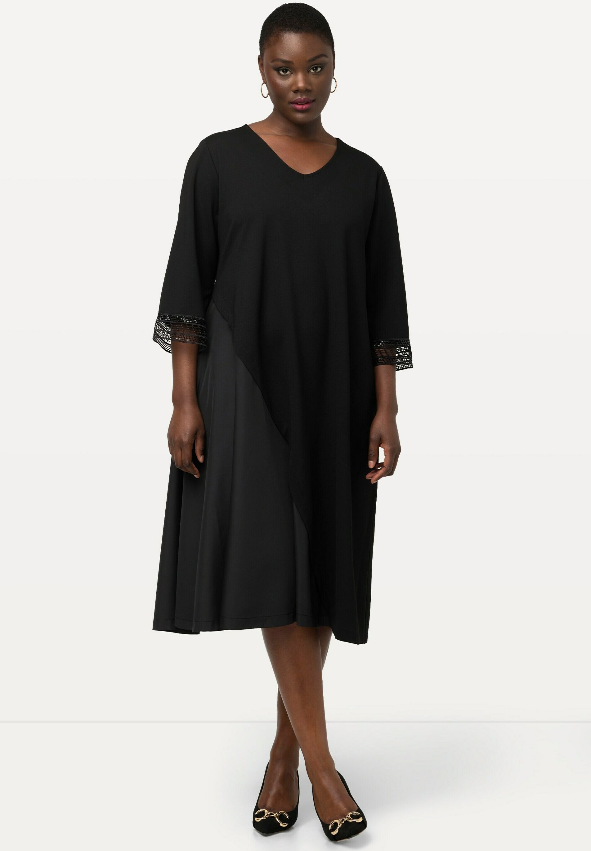 Ulla Popken Women's Plus Size Jersey Dress With Palm Border - Casual Summer  Dress Ulla Popken Palm Print Dress