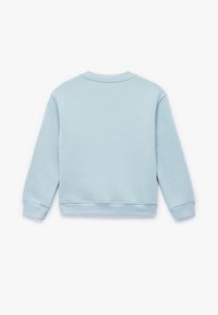 Ljusblå sweatshirt med rund halsringning, långa ärmar och ribbad mudd. Mjuk bomullsblandning med en slät yta.