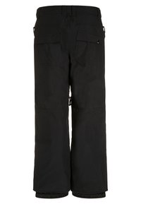 Sorte skibukser med lige ben-design, der har to baglommer og justerbare lukninger ved anklerne for en sikker pasform.