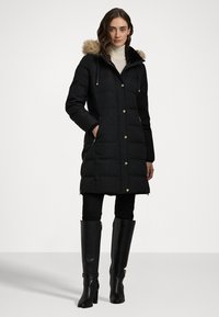 Lauren Ralph Lauren Petite FAUX-FUR-TRIM HOODED DOWN COAT - Πουπουλένιο μπουφάν - black