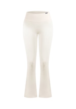 Flared leggings i off-white, lavet af strækbart materiale. Bred linning for komfort, glat tekstur og sømløst design.