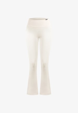 Flared leggings i off-white, lavet af strækbart materiale. Bred linning for komfort, glat tekstur og sømløst design.
