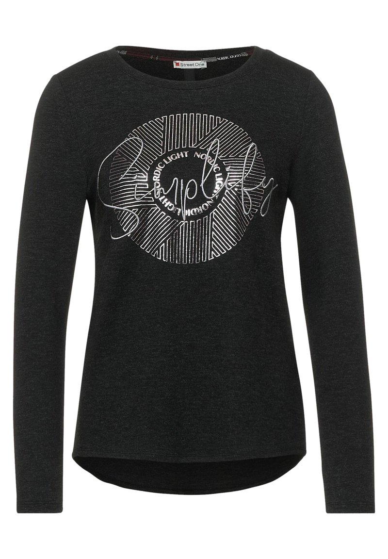 Damen T-Shirts | Street One Langarmshirt grau/schwarz - LW88673 Damen T-Shirts | Street One Langarmshirt grau/schwarz - LW88673