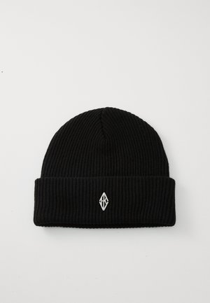 DIAMOND PLAQUE BEANIE UNISEX - Gorro - black