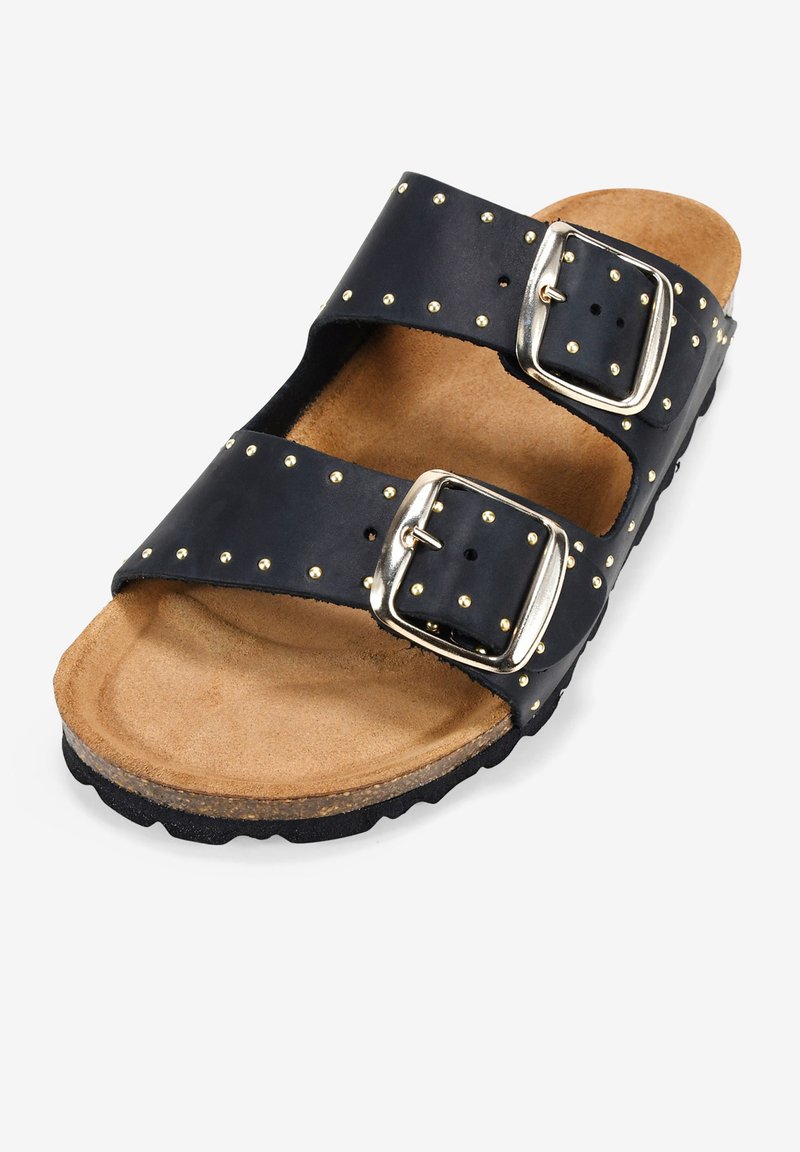 Bosanova Sandalias Negras Planas Tiras Sandalias Dos Hebillas