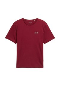 Burgunderfarvet T-shirt med rund hals og korte ærmer, prydet med logo-embroidery i hvid på brystet. Fremstillet af åndbart bomuldsstof.