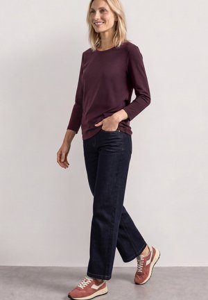 Street One, 3/4-ARM SHIRT MIT RUNDHALS IN UNIFARBE - T-shirt à manches longues - rustic rouge