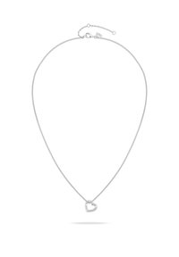 Sølv kæde med et hjertevedhæng prydet med små sten, der giver et delikat og elegant finish.