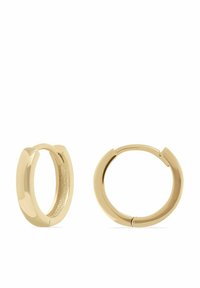 Guldörrringar med en polerad yta, som har en slät, rundad form. Kännetecknas av sin eleganta design och sömlösa krok.