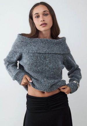 Balmohk, Off-Shoulder Jumper - Pullover - concrete grey