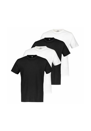 MIT RUNDHALS AUSSCHNITT O-NECK KURZARM  4ER PACK - T-Shirt basic - schwarz weiß