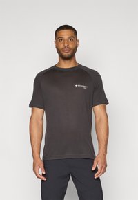 Kurze Ärmel Sport-T-Shirt in Dunkelgrau, aus leichtem Stoff mit strukturiertem Finish; verfügt über ein kleines Logo auf der linken Brust.