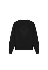 Zwarte sweatshirt met een tonale, reliëflogo-ontwerp op de achterkant. Gemaakt van zachte stof met ribgebreide manchetten en onderkant.