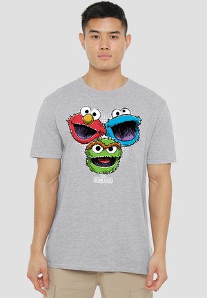 SESAME STREET HALFTONE HEADS - Print T-shirt - mottled grey