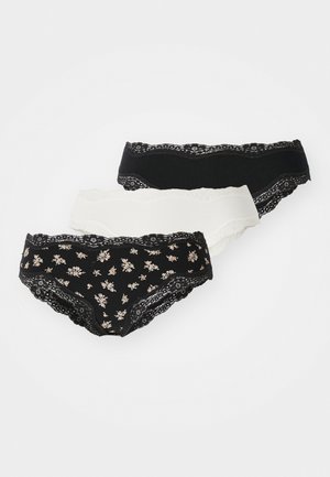 VIVANCE BY LASCANA BRASILSLIP BLÜMCHEN 3 PACK - Slip - black
