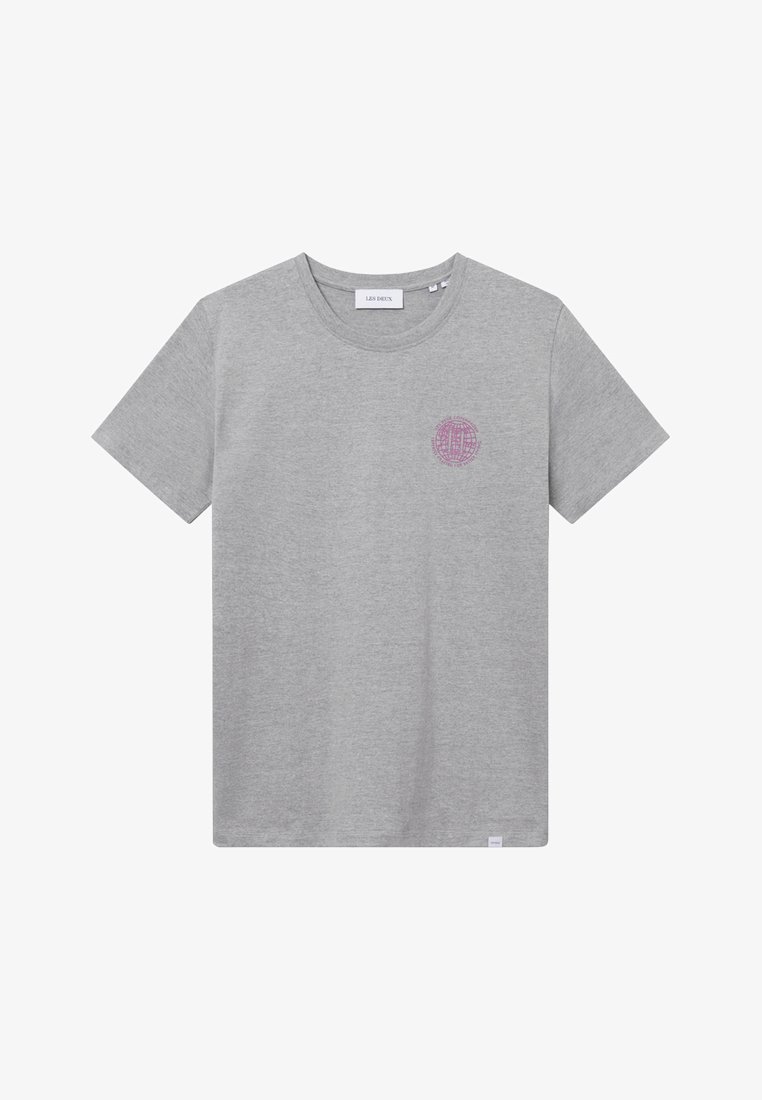 Les Deux GLOBE - T-Shirt print - grey melange/magenta