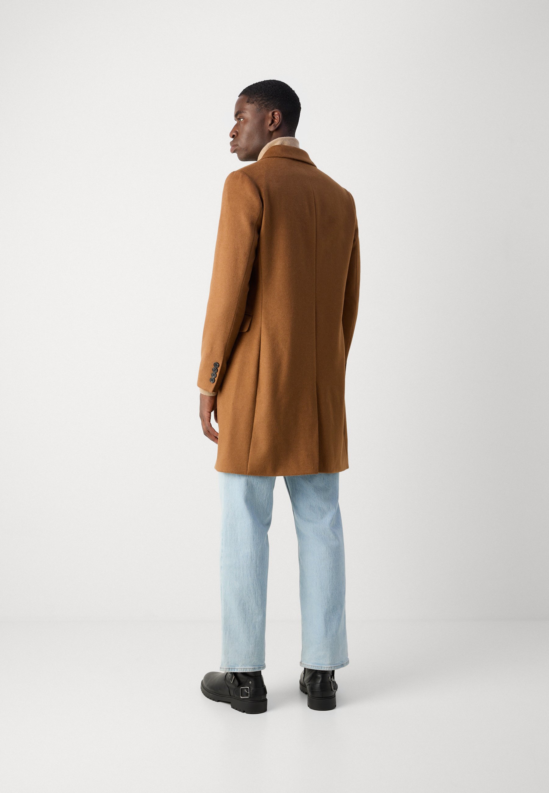 Isaac Dewhirst LONG PEA COAT - Classic coat - light brown/brown