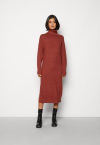 VILA - VIRIL ROLL NECK LS MIDI - NOOS - Stickad klänning - red Miniatyrbild 1