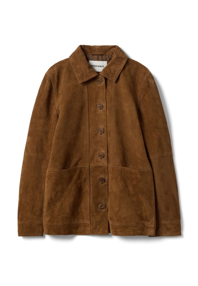 Stefanel WITH BUTTONS REGULAR FIT - Veste en cuir - light brown/marron ...