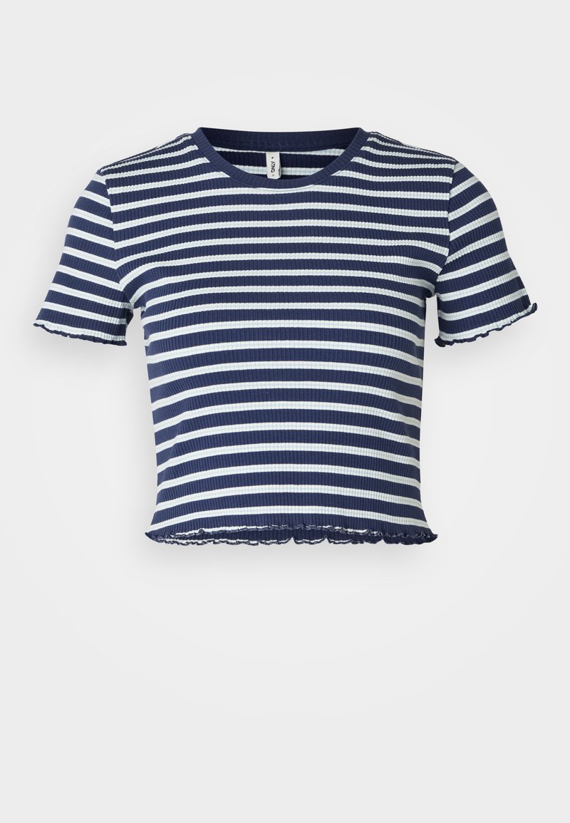 T-Shirt Donna ONLY ONLANITS S/S Cropped Top Jrs – Manica Corta, Scollo A U, Bianco Antico Con Strisce Nere