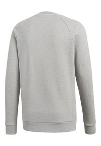 Sudadera gris con cuello redondo, mangas largas y puños acanalados. Confeccionada en una suave tela texturizada con un diseño liso en la parte posterior.