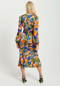 Liquorish ABSTRACT LEAF PRINT MIDI IN OLIVE - Day dress - olive