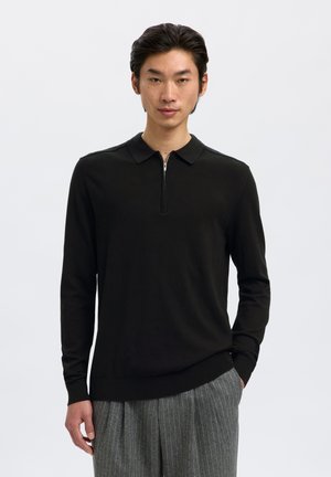 Selected, SLHBERG HALF ZIP - Vesta - black