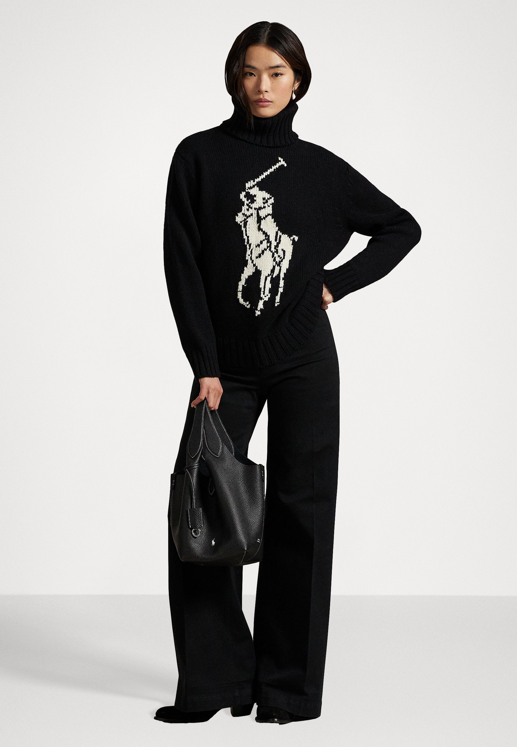 POLO Ralph Lauren ビーデッド big pony セーター　黒 Polo Ralph Lauren BIG PONY WOOL TURTLENECK SWEATER - Camisola