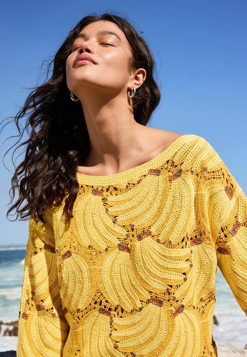 Sweat Femme NEXT Jaune – 100% Coton – Taille 6 – Pull Manches Longues
