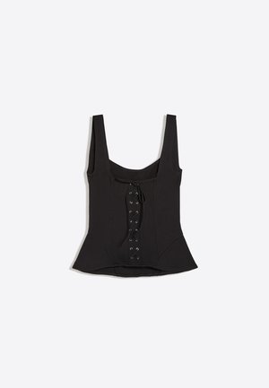 Bershka, STRUCTURED WITH LACE-UP BACK - TOP - Blouse - black