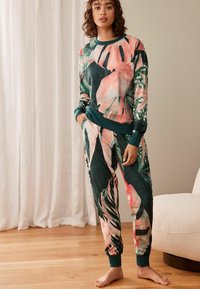 Next LONG SLEEVE SET - Pyžamo - dark green floral