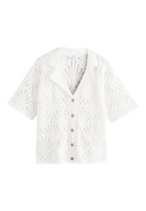 Next SHORT SLEEVE OPEN COLLARED - Chemisier - white shell pattern