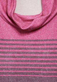 Baumwollmischung Cowl-Neck-Top in lebhaftem Pink mit grauen horizontalen Streifen. Weicher Stoff, lässiges Design und drapierter Ausschnitt.